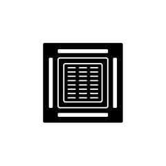 Vector illustration of cassette air conditioner.  Flat icon of heat regulation appliance. Climate equipment for home & office. Isolated on white background.