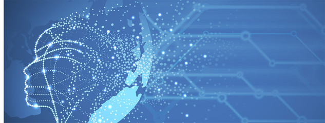 Artificial intelligence. Technology web background. Virtual concept