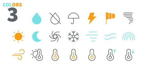 Weather UI Pixel Perfect Well-crafted Vector Thin Line Icons 48x48 Ready for 24x24 Grid for Web Graphics and Apps with Editable Stroke. Simple Minimal Pictogram Part 1-3