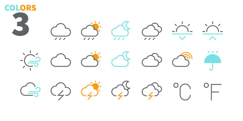 Weather UI Pixel Perfect Well-crafted Vector Thin Line Icons 48x48 Ready for 24x24 Grid for Web Graphics and Apps with Editable Stroke. Simple Minimal Pictogram Part 2-3