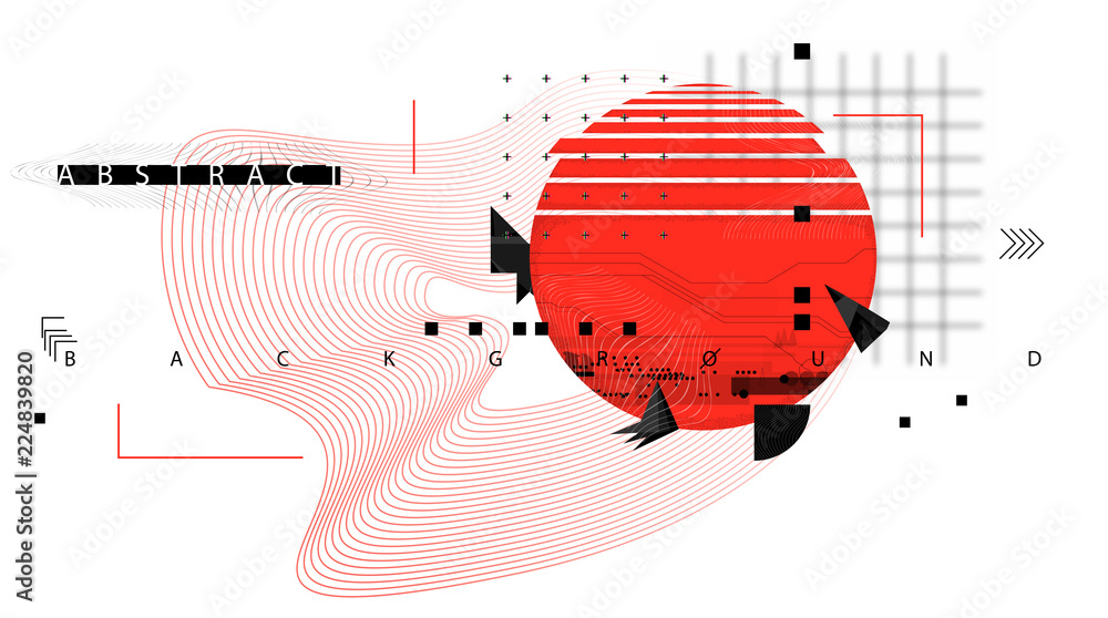 Aufkleber Abstract background with dynamic linear waves. Vector illustration in flat minimalistic style. Modern design  with geometric shapes and place for your text