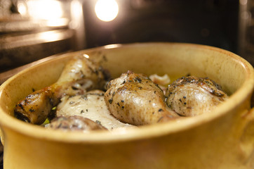Chicken baked in the oven with spices