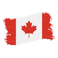 Flag of Canada, Grunge Abstract Brush Stroke Isolated On A White Background. Vector Illustration. National Flag In Grungy Style. Use For Brochures, Printed Materials, Logos, Independence Day