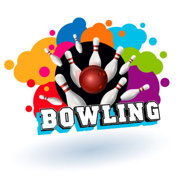 recommend clip art: Bowling colorful sign. Vector clip art illustration.
