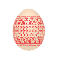 the easter egg with ukrainian cross-stitch ethnic pattern. pysanka ornament. isolated vector.