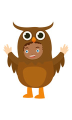 African boy wearing owl costume at the school carnival