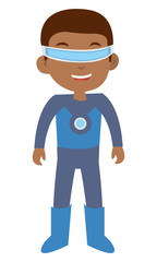 Young African boy wearing superhero costume at the carnival