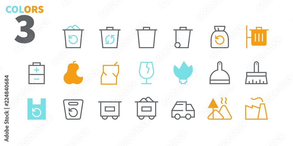 Poster garbage outlined pixel perfect well-crafted vector thin line icons 48x48 ready for 24x24 grid for we