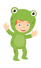 Cute kid wearing frog costume