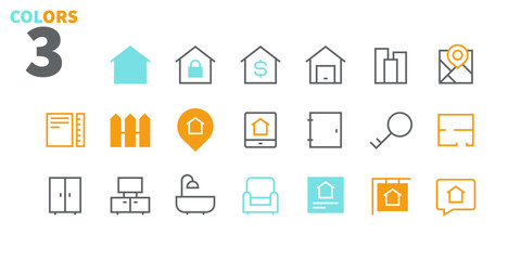 Real Estate Pixel Perfect Well-crafted Vector Thin Line Icons 48x48 Ready for 24x24 Grid for Web Graphics and Apps with Editable Stroke. Simple Minimal Pictogram Part 1-1