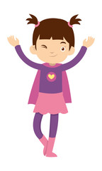 A girl look happy wearing superhero costume at the carnaval