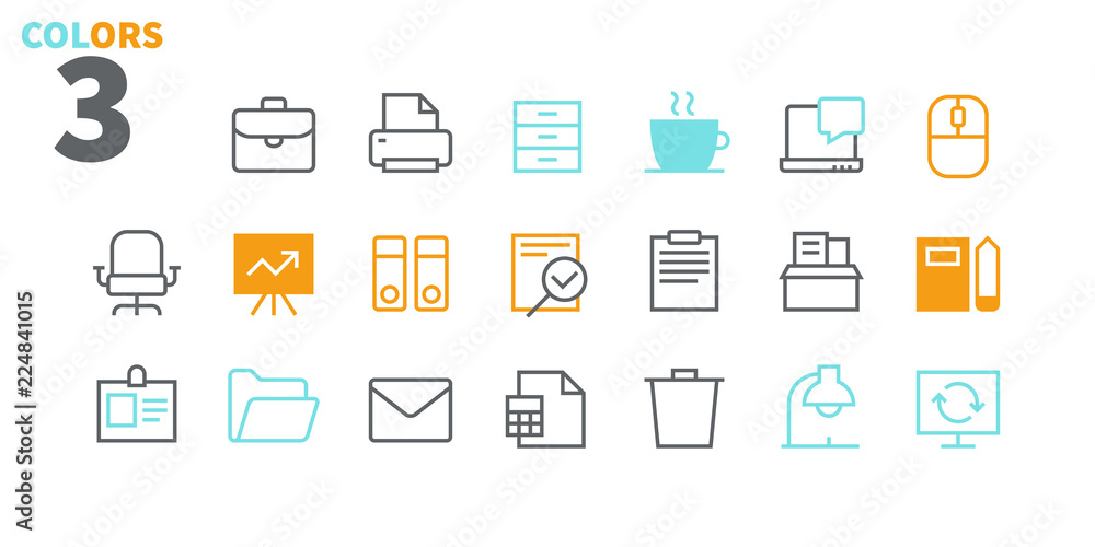 Poster Office Outlined Pixel Perfect Well-crafted Vector Thin Line Icons 48x48 Ready for 24x24 Grid for Web Graphics and Apps with Editable Stroke. Simple Minimal Pictogram Part 1-1