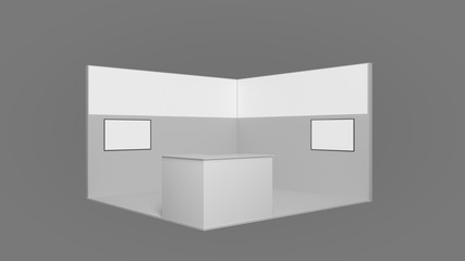 3d rendering of a white exhibition stand with light for different uses