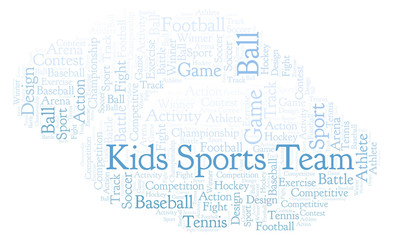 Fototapeta na wymiar Kids Sports Team word cloud.