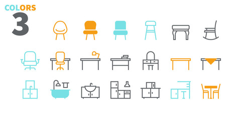 Furniture UI Pixel Perfect Well-crafted Vector Thin Line Icons Web Graphics and Apps with Editable Stroke. Simple Minimal Pictogram Part 2-3