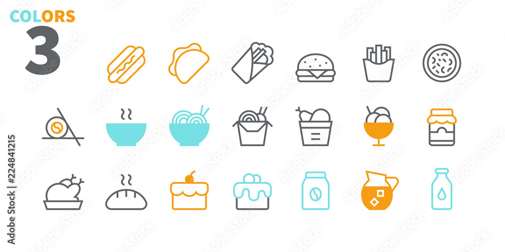 Poster food ui pixel perfect well-crafted vector thin line icons 48x48 ready for 24x24 grid for web graphic