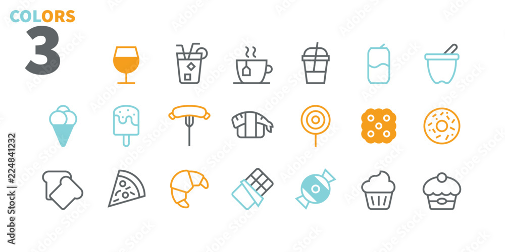 Poster food ui pixel perfect well-crafted vector thin line icons 48x48 ready for 24x24 grid for web graphic