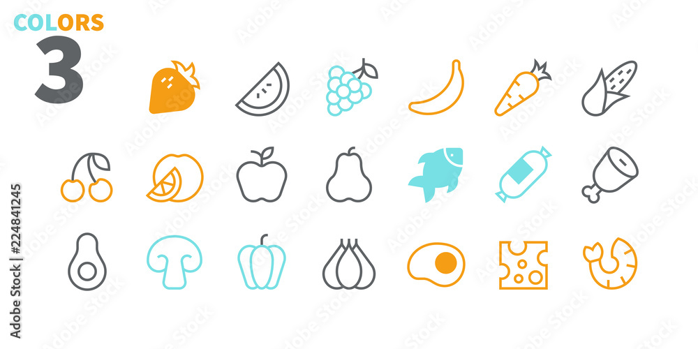 Poster food ui pixel perfect well-crafted vector thin line icons 48x48 ready for 24x24 grid for web graphic