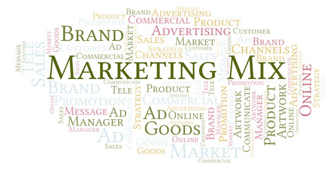 Word cloud with text Marketing Mix.