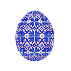 the easter egg with ukrainian cross-stitch ethnic pattern. pysanka ornament. isolated vector.