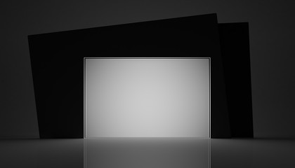 3d rendering of an empty white futuristic way on a black dark background