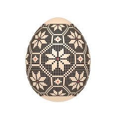 the easter egg with ukrainian cross-stitch ethnic pattern. pysanka ornament. isolated vector.