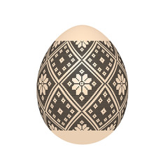 the easter egg with ukrainian cross-stitch ethnic pattern. pysanka ornament. isolated vector.