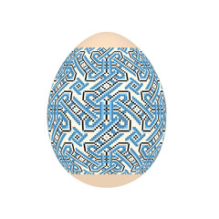 the easter egg with ukrainian cross-stitch ethnic pattern. pysanka ornament. isolated vector.