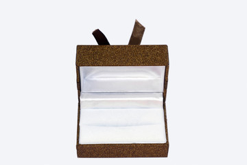 Empty open jewelry gift box isolated on white