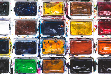 full frame image of colorful watercolor paints background