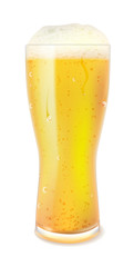 Full beer glass isolated on white background. Vector illustration.