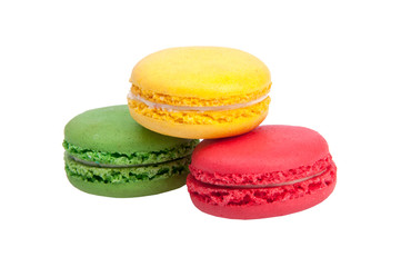 colorful macaroons isolated on the white background