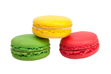 colorful macaroons isolated on the white background