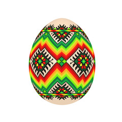 the easter egg with ukrainian cross-stitch ethnic pattern. pysanka ornament. isolated vector.
