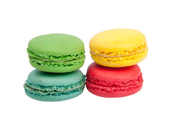 colorful macaroons isolated on the white background