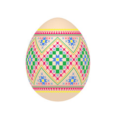the easter egg with ukrainian cross-stitch ethnic pattern. pysanka ornament. isolated vector.