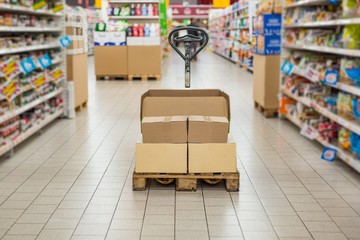 Pallet truck with carton boxes