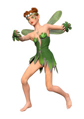 3D Rendering Spring Fairy on White