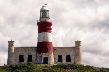 Fototapeta na wymiar Cape Agulhas Lighthouse. Most southern tip of Africa.