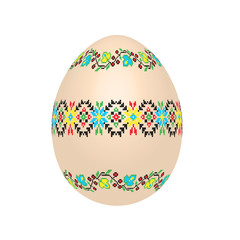 the easter egg with ukrainian cross-stitch ethnic pattern. pysanka ornament. isolated vector.