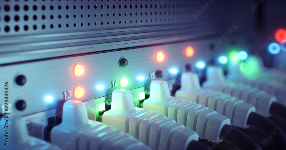 Poster data center cloud connection network router and switch