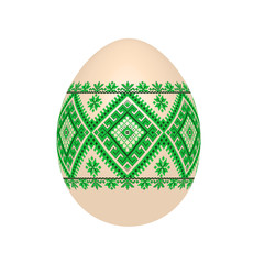 the easter egg with ukrainian cross-stitch ethnic pattern. pysanka ornament. isolated vector.