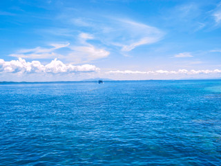 Amazing Idyllic ocean and Beautiful Blue sky in vacation time,Holiday on the beach,Summer concept.Thailand.