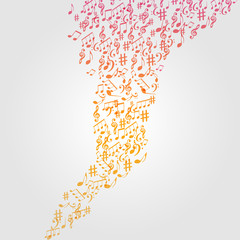 Music background with music notes and G-clef vector illustration design. Artistic music festival poster, live concert, music notes signs and symbols