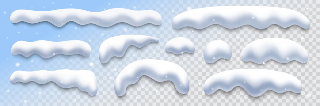 snow caps collection on transparent background, vector illustration design element