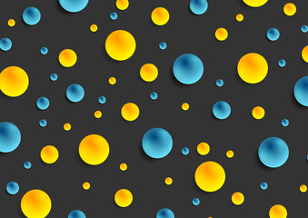 Bright blue orange 3d balls on black background