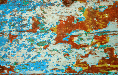 Texture of an old colored board with saggy paint. Mockup. Background