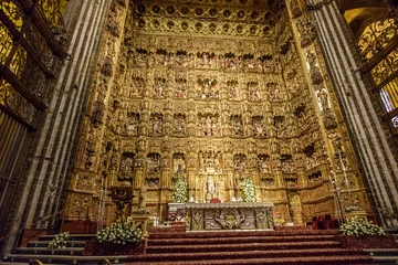 Tableaux ronds sur aluminium brossé Monument altar of the cathedral of Seville, Andalucia. Spain
