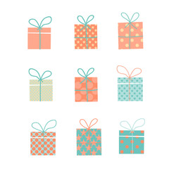 Gift, present, surprise vector simple icons set for web and mobile design