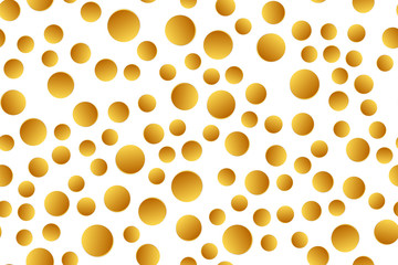Seamless festive golden pattern circular confetti on white background.